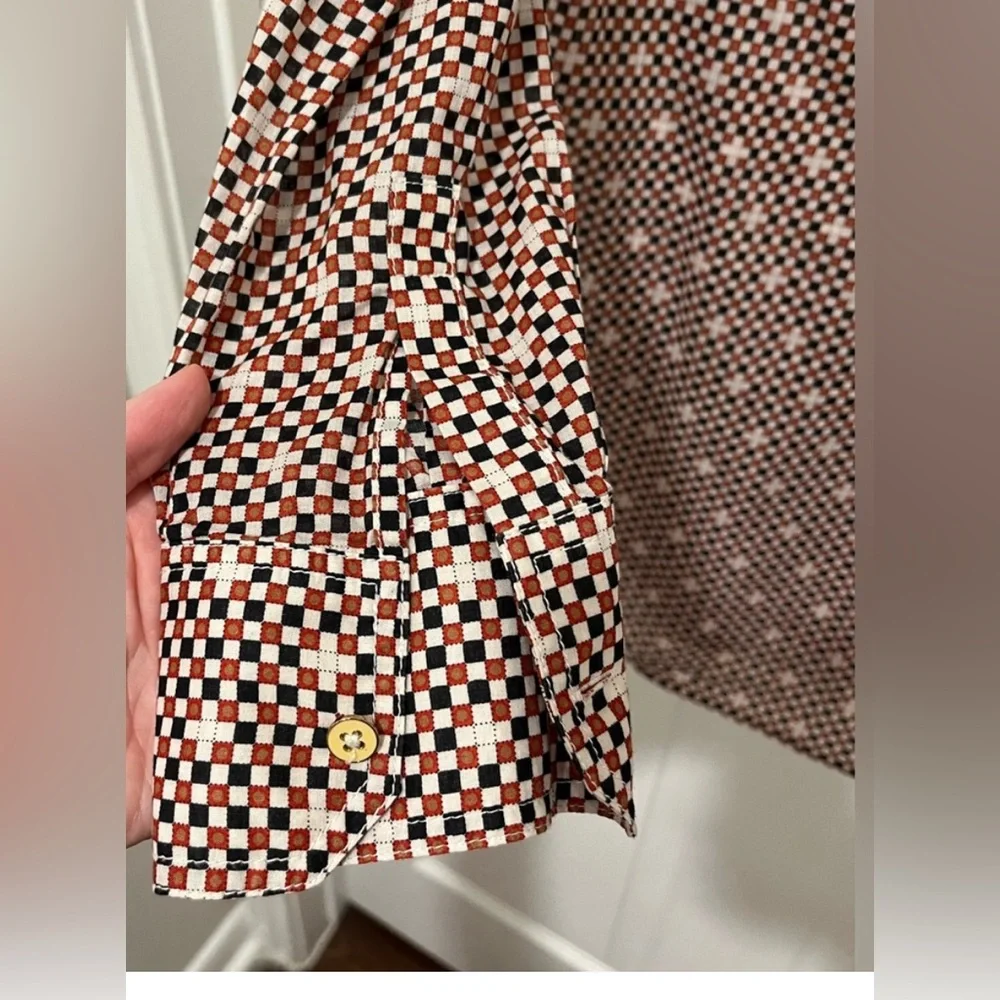 Tory Burch Men's Geometric Print Button-Down Shirt‎ in Red and Black 6